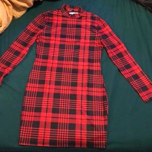 Red and black plaid dress